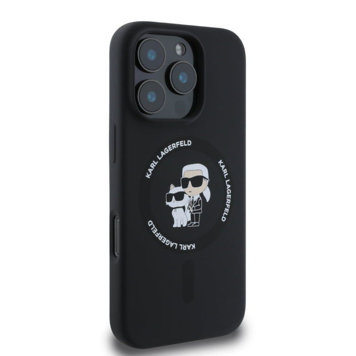 เคส iPhone 16 Pro Karl Lagerfeld Choupette Head MagSafe Liquid Glitter สี Black