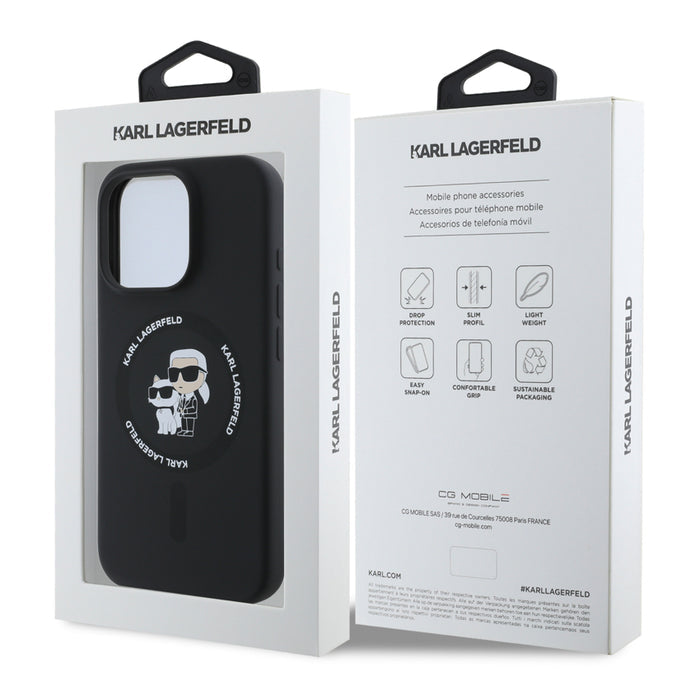 เคส iPhone 16 Pro Karl Lagerfeld Choupette Head MagSafe Liquid Glitter สี Black