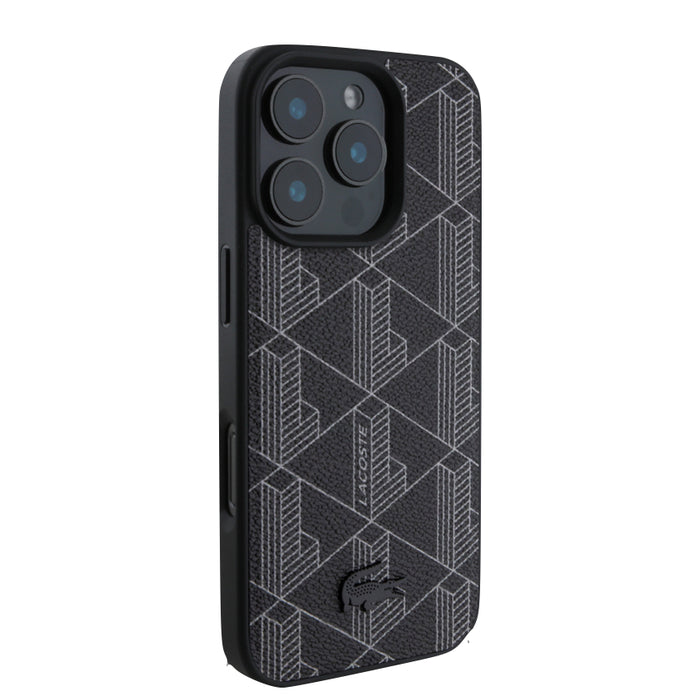 เคสกันกระแทก iPhone 16 Pro Lacoste MagSafe Hard Case PVC Monogram สี Black