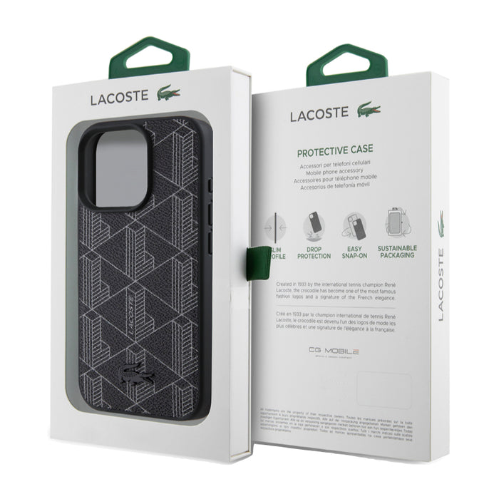 เคสกันกระแทก iPhone 16 Pro Lacoste MagSafe Hard Case PVC Monogram สี Black