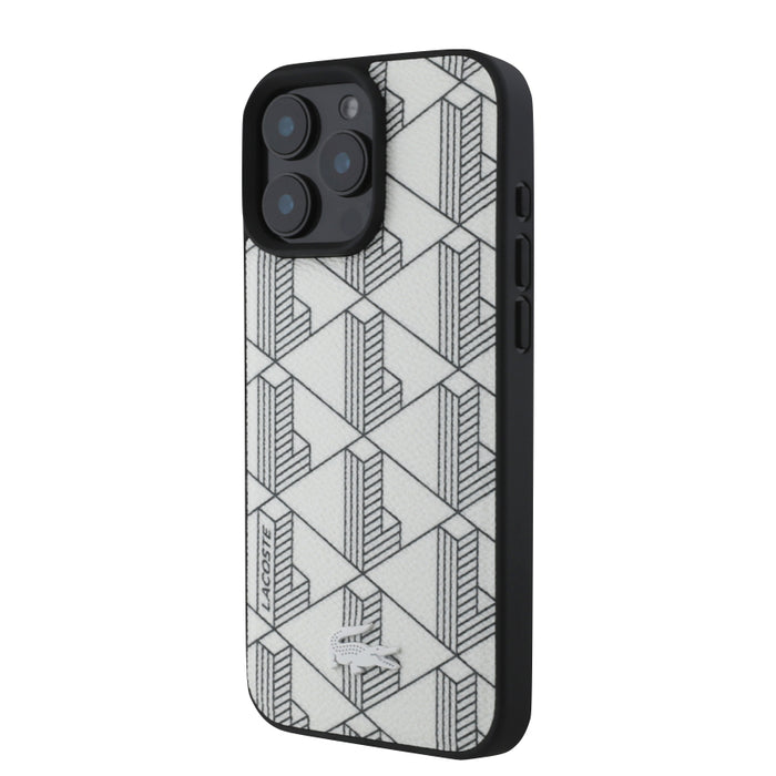 เคสกันกระแทก iPhone 16 Pro Lacoste MagSafe Hard Case PVC Monogram สี Farine