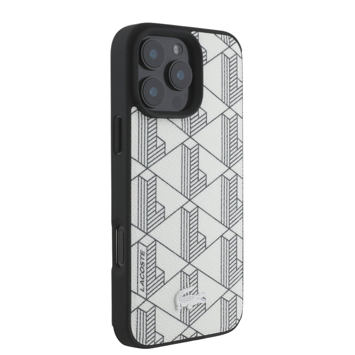 เคสกันกระแทก iPhone 16 Pro Lacoste MagSafe Hard Case PVC Monogram สี Farine