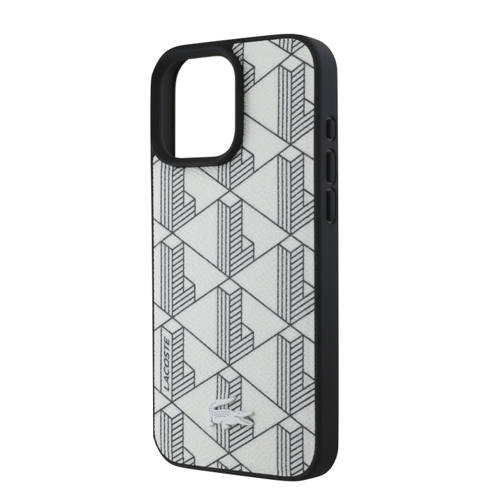 เคสกันกระแทก iPhone 16 Pro Lacoste MagSafe Hard Case PVC Monogram สี Farine