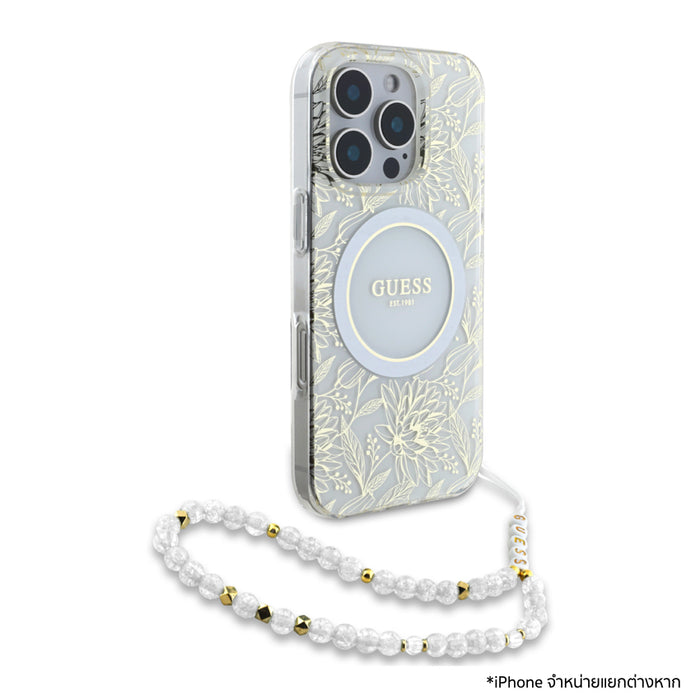 เคสไอโฟน Flower Allover สำหรับ iPhone 16 Pro Max สี White ป้องกันกระแทก จากแบรนด์ GUESS