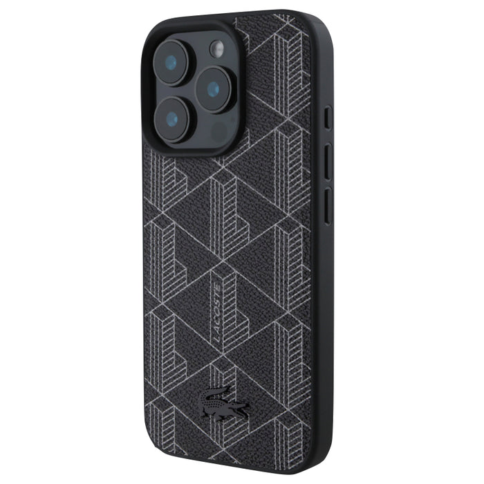 เคสกันกระแทก iPhone 16 Pro Max Lacoste MagSafe Hard Case PVC Monogram สี Black