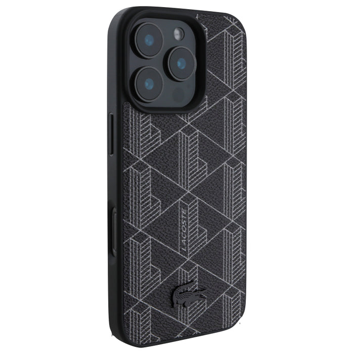 เคสกันกระแทก iPhone 16 Pro Max Lacoste MagSafe Hard Case PVC Monogram สี Black