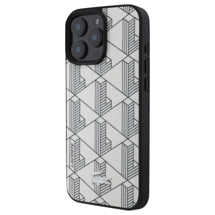 เคสกันกระแทก iPhone 16 Pro Max Lacoste MagSafe Hard Case PVC Monogram สี Farine