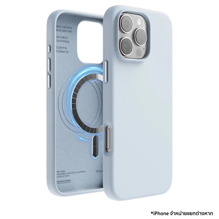เคสกันกระแทก iPhone 16 Pro Max Magnetic Silicone รองรับ MagSafe สี Light Blue