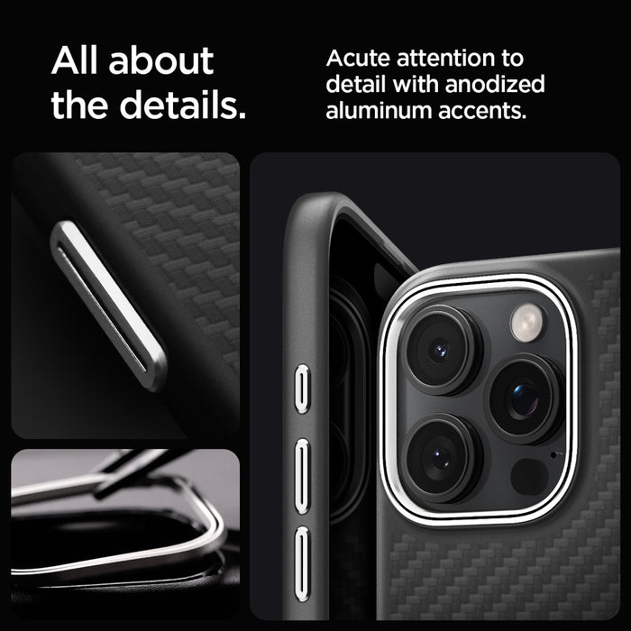 เคสกันกระแทก iPhone 16 Pro Max Spigen Enzo Aramid สี Black Silver