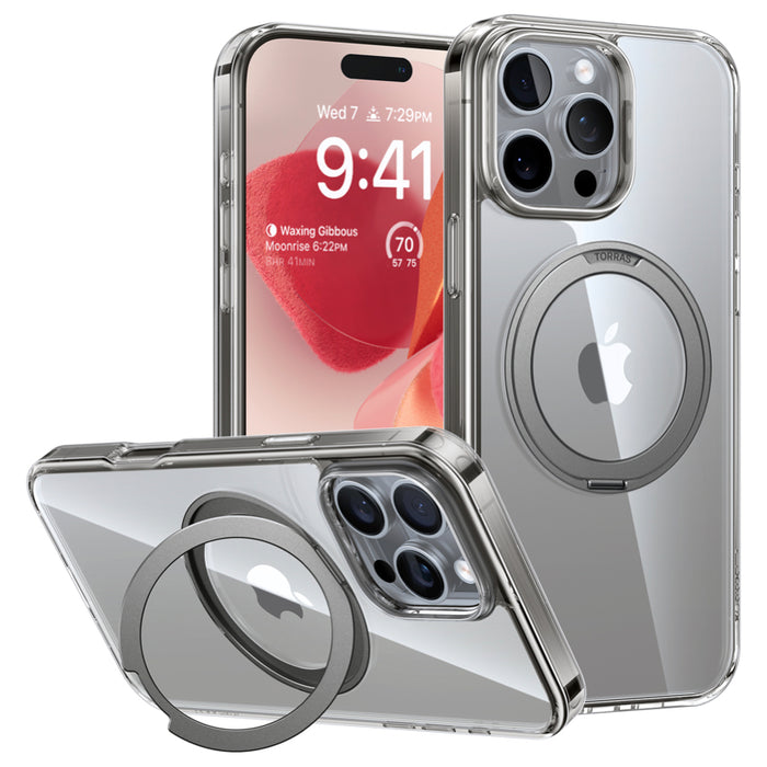 เคสกันกระแทก iPhone 16 Pro Max Torras Ostand Pro สี Clear Grey