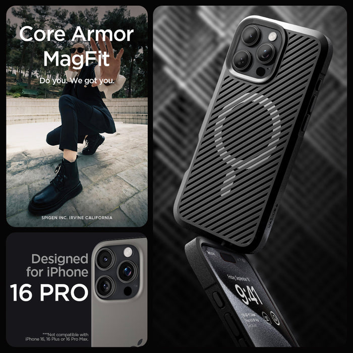 เคสกันกระแทก iPhone 16 Pro Spigen Core Armor Magfit สี Matte Black