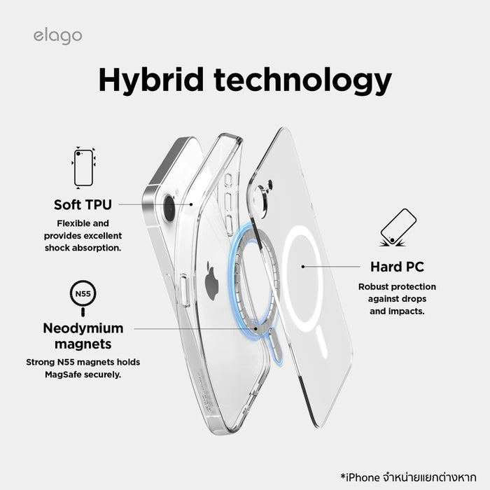 elago Clear Hybrid Magnetic Case for iPhone 16e and 17e