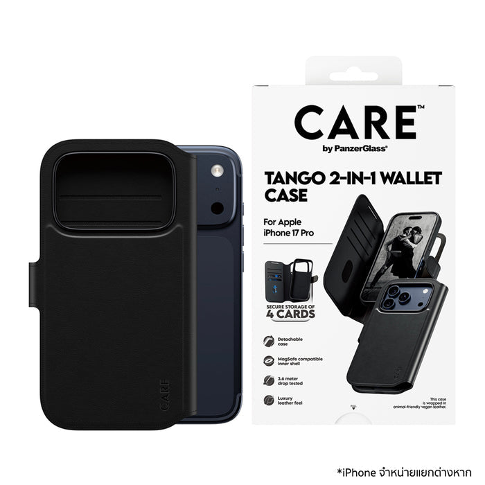 เคสไอโฟน Tango Two-in-One Wallet สำหรับ iPhone 17 Pro สี Black แบรนด์ CARE by PanzerGlass