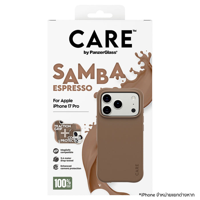 เคสไอโฟน Samba รองรับ MagSafe สำหรับ iPhone 17 Pro สี Espresso กันกระแทก 2.4 เมตร แบรนด์ CARE by PanzerGlass