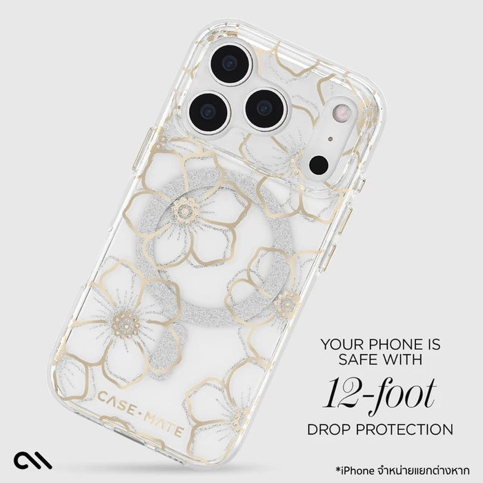 เคสกันกระแทก Case Mate iPhone 17 Pro ดีไซน์ดอกไม้ฝังคริสตัล วิบวับ หรูหรา กันกระแทก 12 ฟุต รองรับ MagSafe ผลิตจากวัสดุรีไซเคิล