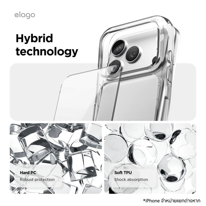 Elago iPhone 17 Pro Clear Protective Hybrid Case