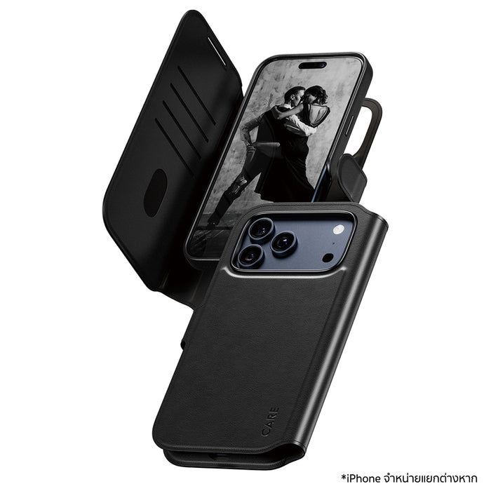 เคสไอโฟน Tango Two-in-One Wallet สำหรับ iPhone 17 Pro Max สี Black ใส่บัตร 4 ใบ แบรนด์ CARE by PanzerGlass
