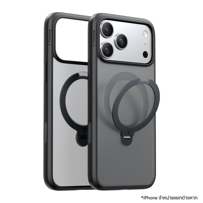 เคสกันกระแทก iPhone 17 Pro Torras Ostand Spin Series - Black ขาตั้งหมุนได้ 360° ดีไซน์แข็งแรง ทนทาน รองรับการชาร์จไร้สาย