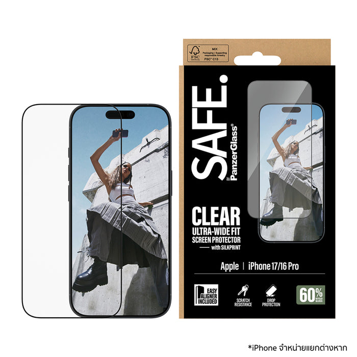 ฟิล์มใสขอบดำ Ultra Wide Fit สำหรับ iPhone 17 แบรนด์ SAFE