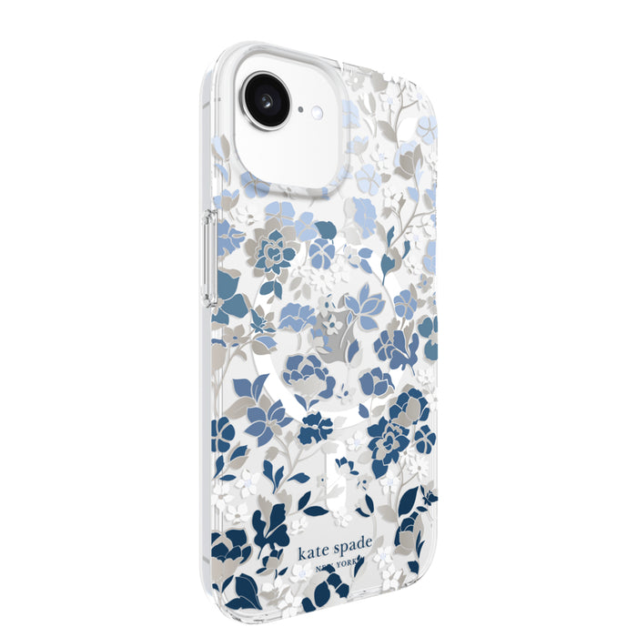 เคสกันกระแทก iPhone 17e Kate Spade รองรับ MagSafe สี Flowerbed Blue w/ Gems
