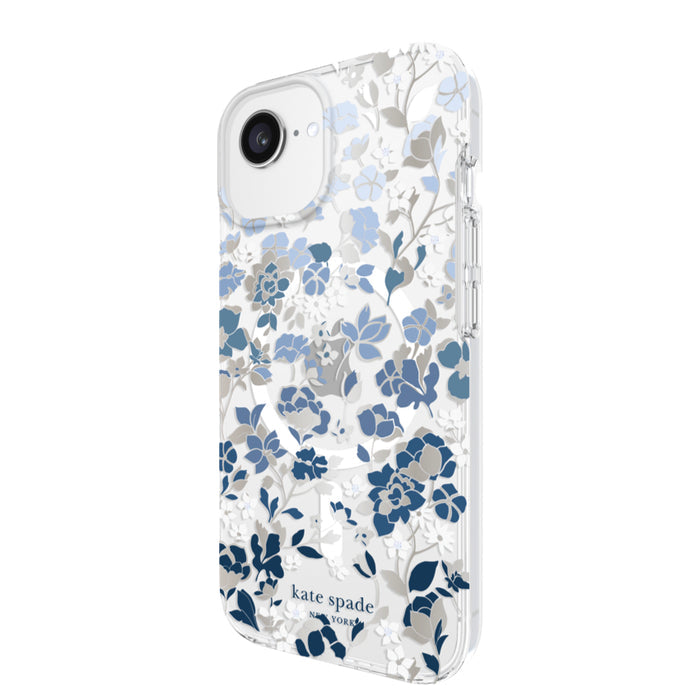 เคสกันกระแทก iPhone 17e Kate Spade รองรับ MagSafe สี Flowerbed Blue w/ Gems
