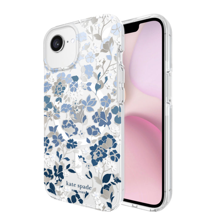 เคสกันกระแทก iPhone 17e Kate Spade รองรับ MagSafe สี Flowerbed Blue w/ Gems