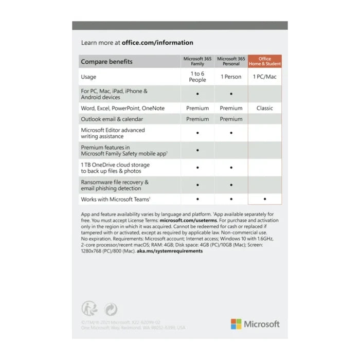Microsoft Office Home and Student 2021 (ภาษาอังกฤษ)