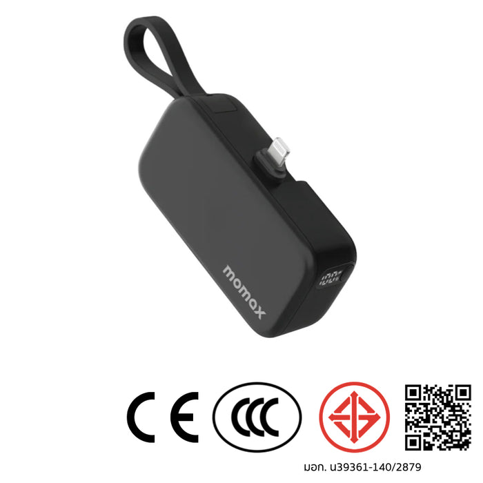 แบตเตอรี่สำรอง Momax 1-Power Mini 3-in-1 ความจุ 5000mAh (Lightning) สี Black