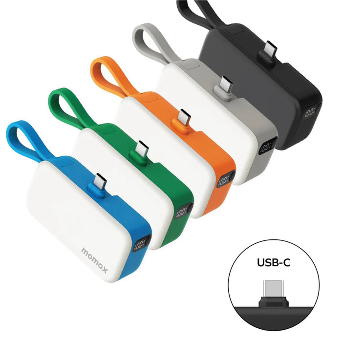 แบตเตอรี่สำรอง Momax 1-Power Mini 3-in-1 ความจุ 5000mAh (USB-C) สี Black