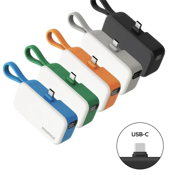 แบตเตอรี่สำรอง Momax 1-Power Mini 3-in-1 ความจุ 5000mAh (USB-C) สี White