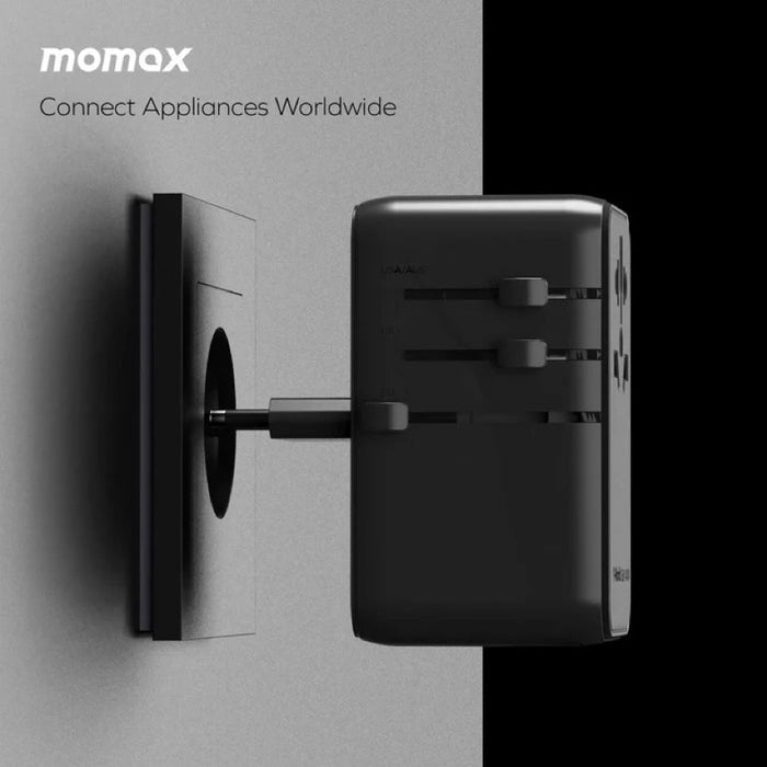 หัวชาร์จ Momax 1-World 120W GaN 4-port พร้อมปลั๊ก AC Travel