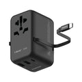 หัวชาร์จ Momax 1-World+ 3 พอร์ต มีสาย USB-C ในตัว รองรับกำลังไฟสูงสุด 25W สี Black