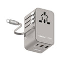หัวชาร์จ Momax 1-World+ GaN 70W พร้อมสาย USB-C ในตัว (3 พอร์ต) สี Grey