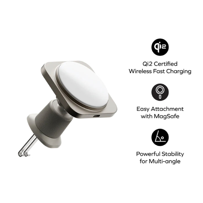 Momax แท่นชาร์จไร้สายแบบแม่เหล็กในรถยนต์ Q2.MagSafe Mount Qi2 สี Titanium