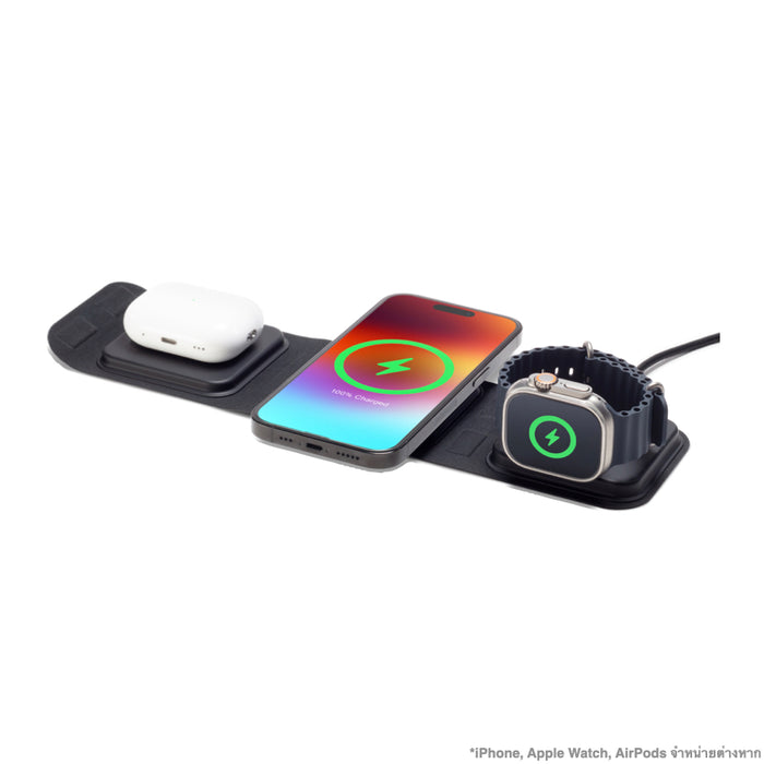 Mophie แท่นชาร์จไร้สายแบบพกพา 3-in-1 รองรับ MagSafe สำหรับเดินทาง