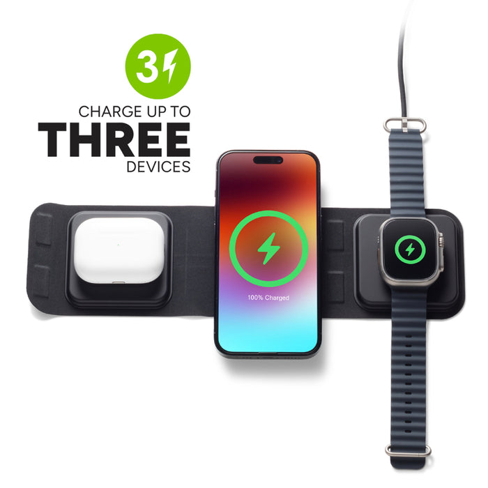 Mophie แท่นชาร์จไร้สายแบบพกพา 3-in-1 รองรับ MagSafe สำหรับเดินทาง