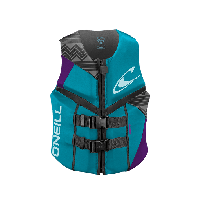 O'Neill Life Vest 2021 Women's Reactor USCG Turquoise/Grape - BoardCo