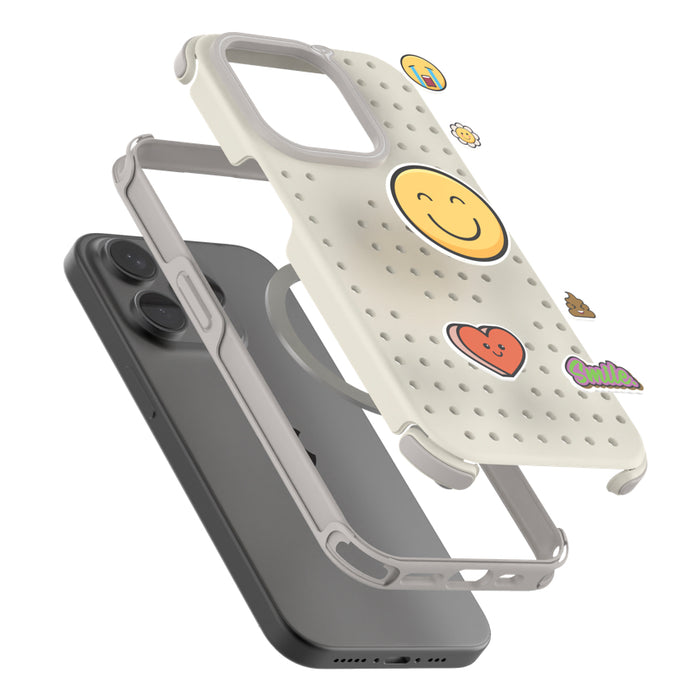 เคสกันกระแทก Pinit MagSafe พร้อม Pin Pack สำหรับ iPhone 15 Pro Max - Dynamic/White/Emoji1