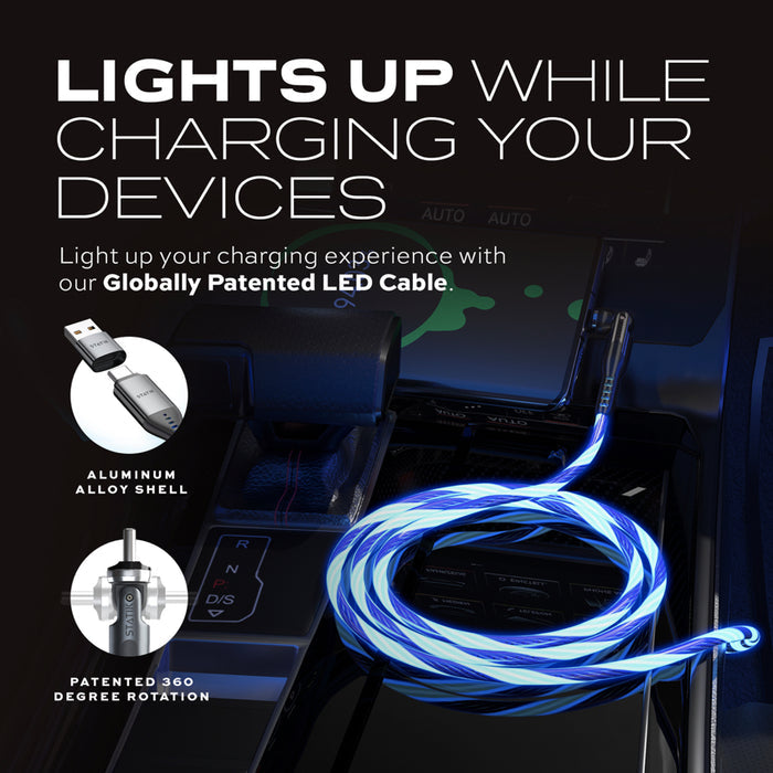 สายชาร์จ PowerPivot, Glowing LED, USB-C to USB-C ความยาว 2 เมตร