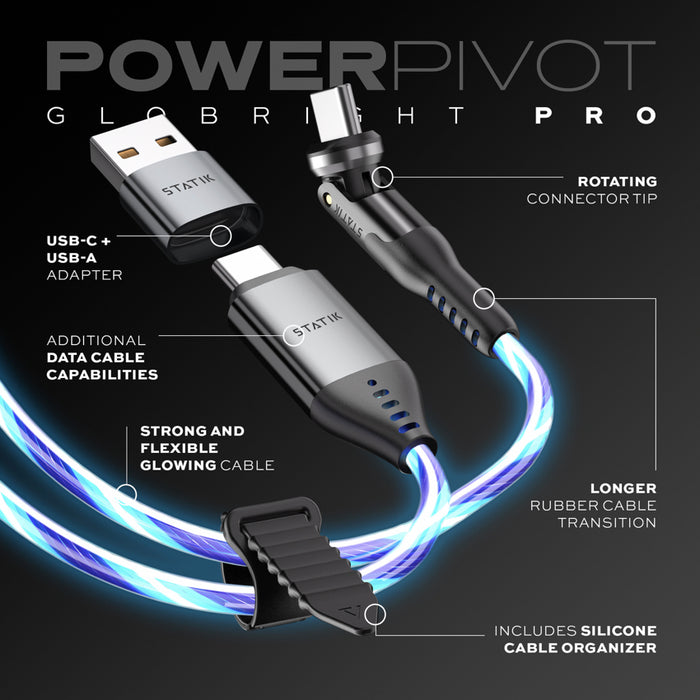 สายชาร์จ PowerPivot, Glowing LED, USB-C to USB-C ความยาว 2 เมตร