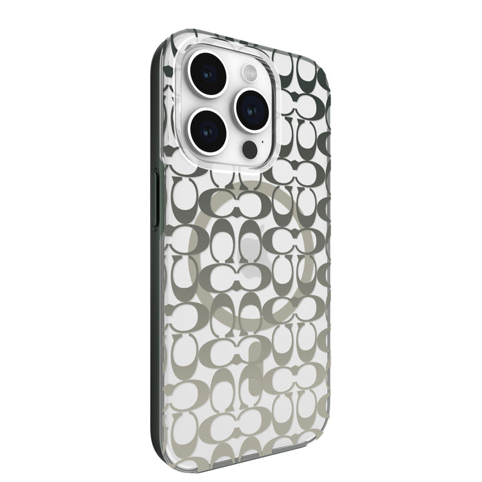 เคสกันกระแทก Coach Protective สำหรับ iPhone 15 Pro สี Signature C Ombre Deep Forest