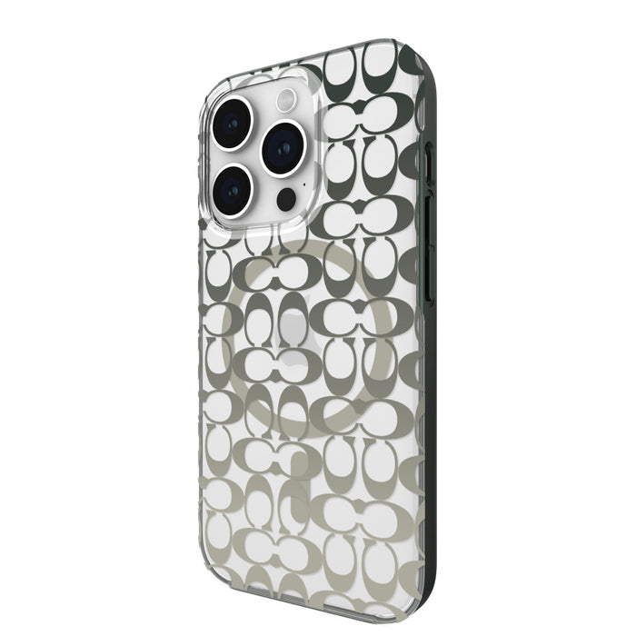 เคสกันกระแทก Coach Protective สำหรับ iPhone 15 Pro สี Signature C Ombre Deep Forest