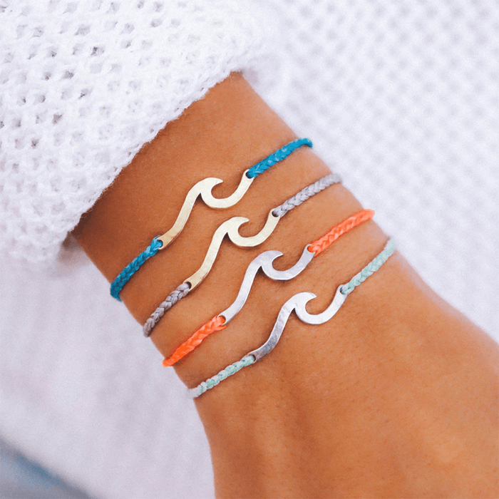 Pura Vida Hammered Wave Silver Bracelet in Strawberry - BoardCo