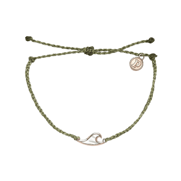 Pura Vida Mother of Pearl Wave Rose Gold Bracelet in Sage Green - BoardCo