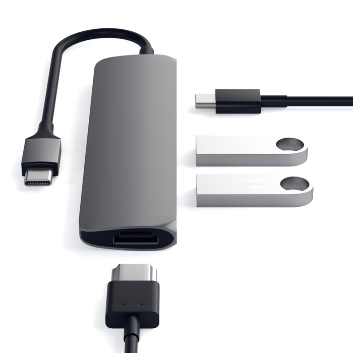 อะแดปเตอร์มัลติพอร์ต Satechi Slim Type-C MultiPort Adapter สี Space Gray