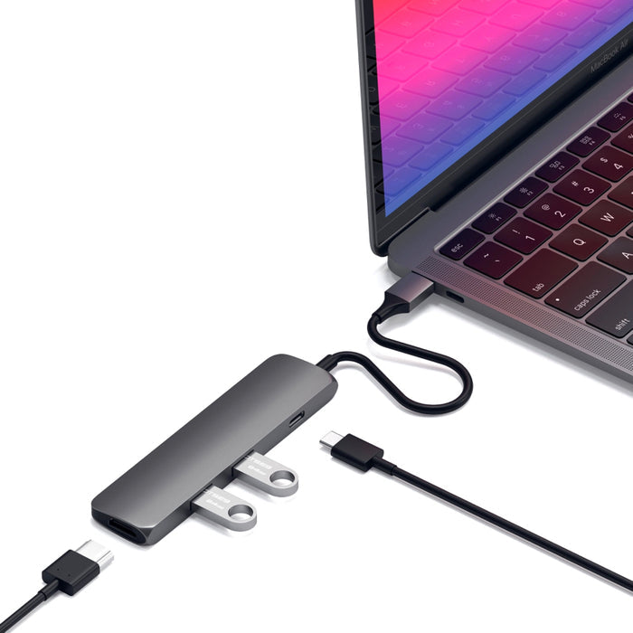 อะแดปเตอร์มัลติพอร์ต Satechi Slim Type-C MultiPort Adapter สี Space Gray