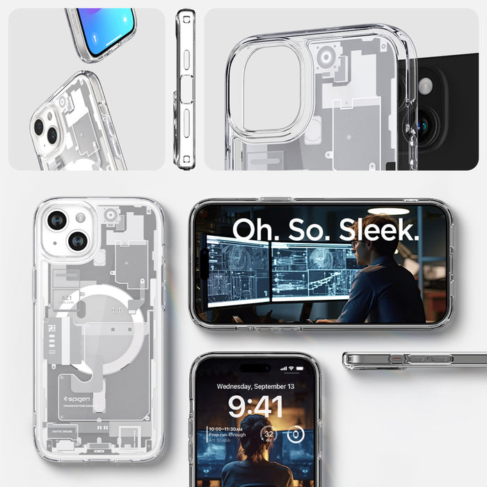 เคสใส Spigen Ultra Hybrid MagFit Zero One สำหรับ iPhone 15 สี Zero One White