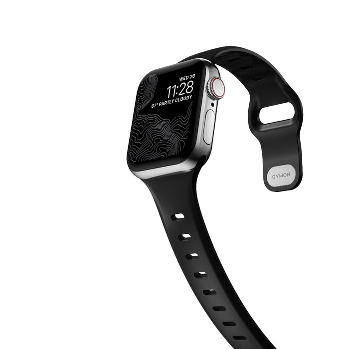สายนาฬิกา Sport Slim FKM สำหรับ Apple Watch 40,41 mm Black - Silver Hardware