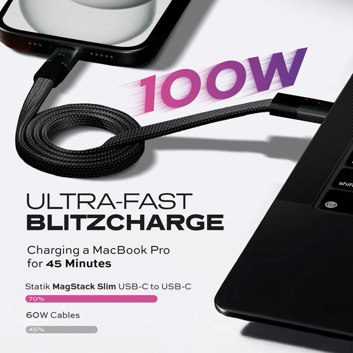 สายชาร์จ Statik MagStack Slim Pro USB-C to USB-C ความยาว 1 เมตร สีดำ