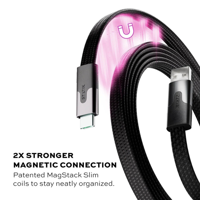 สายชาร์จ Statik MagStack Slim USB-A to USB-C ความยาว 1 เมตร สีดำ